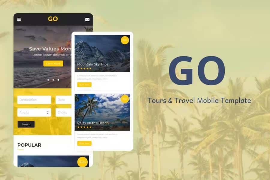 GO – TOURS & TRAVEL MOBILE TEMPLATE